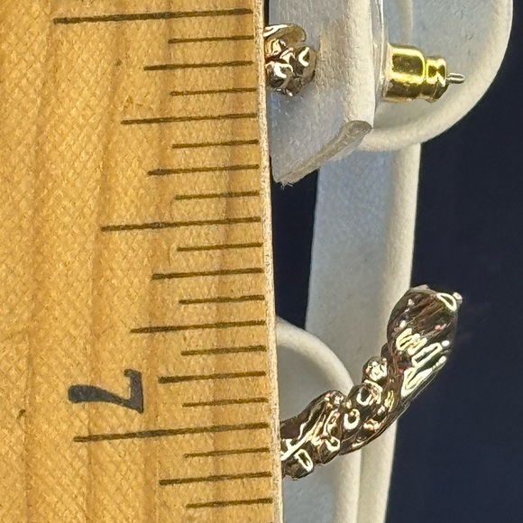 EXPRESS Gold Tone Textured Open Hoop Earnings - Picture 9 of 11